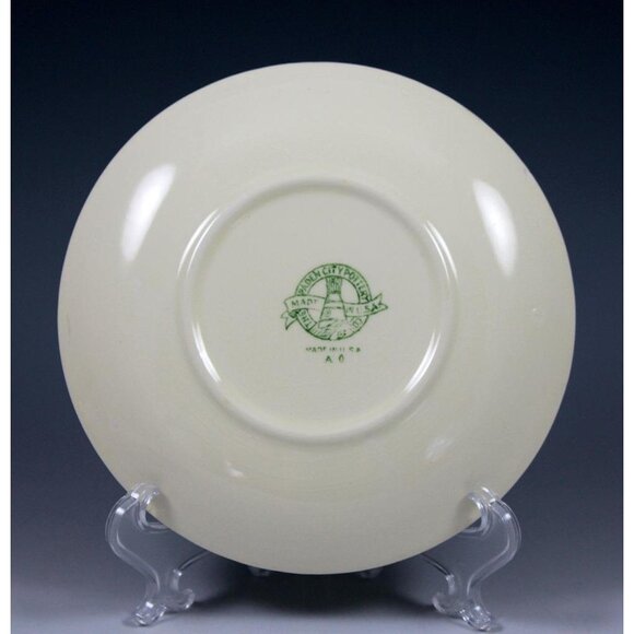 Vintage Paden City Pottery 6" Saucer Floral Laurel Leaves Gold Trim Regina? - Picture 3 of 9